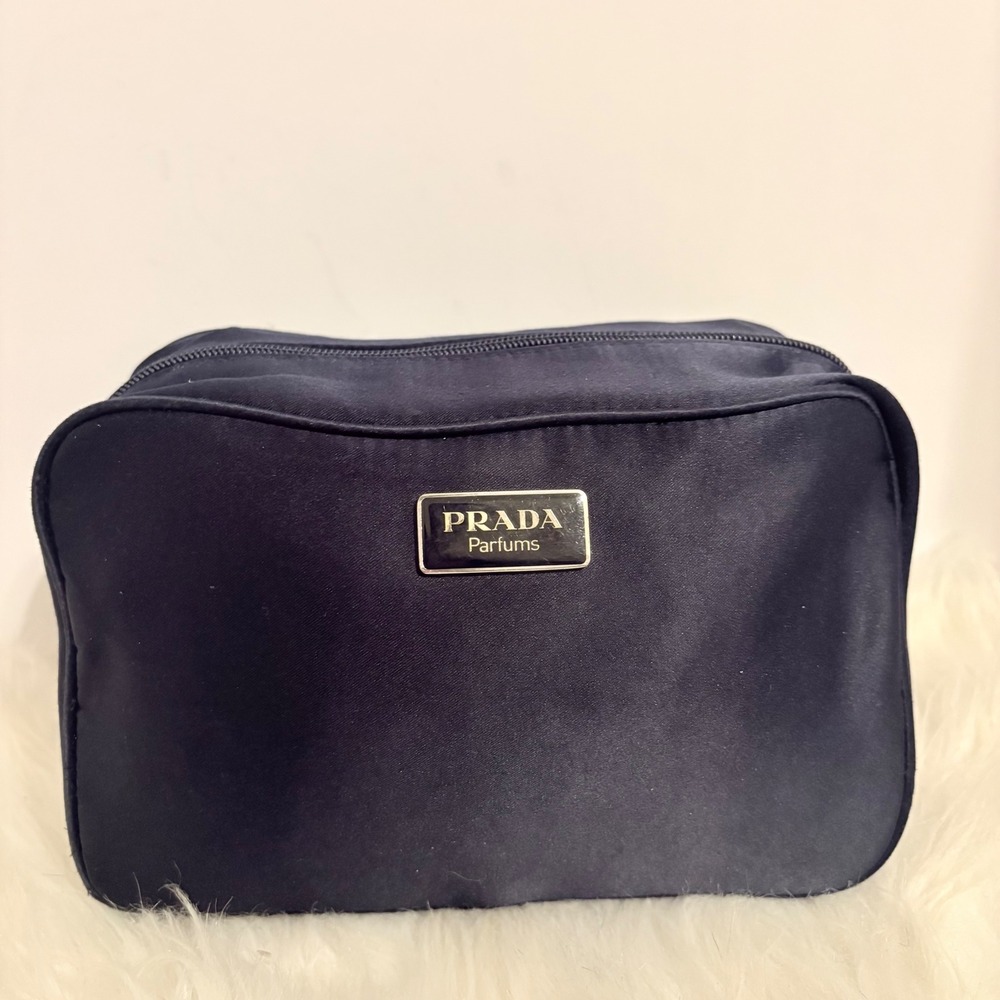 Prada Parfums Navy Blue Nylon Toiletry Cosmetic Makeup Bag - Picture 1 of 13